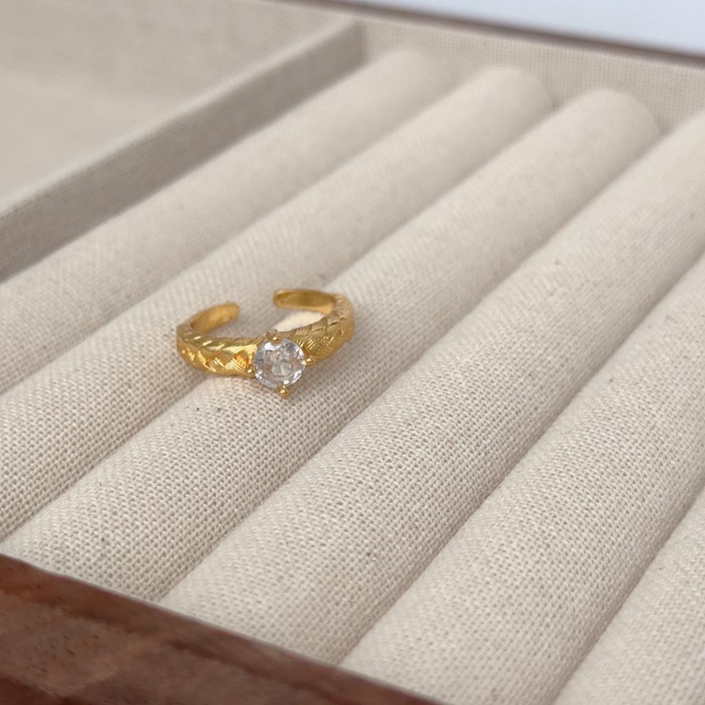 Luxury Brushed Medieval Open Ring Heart-Shaped Wheat Ear Retro High-End French Niche Design Ring Woman