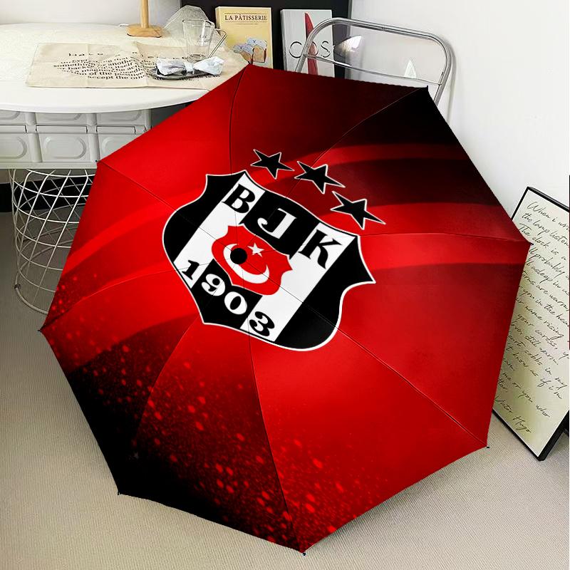 Be?ikta? Istanbul Football Club Emblem Umbrella Folding Umbrella, Automatic Umbrella 8-Frame for Travel, Camping Use Gift for Halloween Christmas