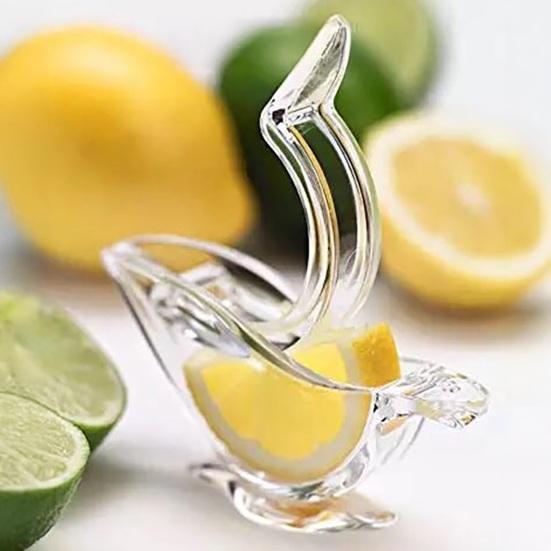 2 st manuell citruspress genomskinlig fågelform saftpress bärbar handpress för citron lime apelsin rolig kökspryl