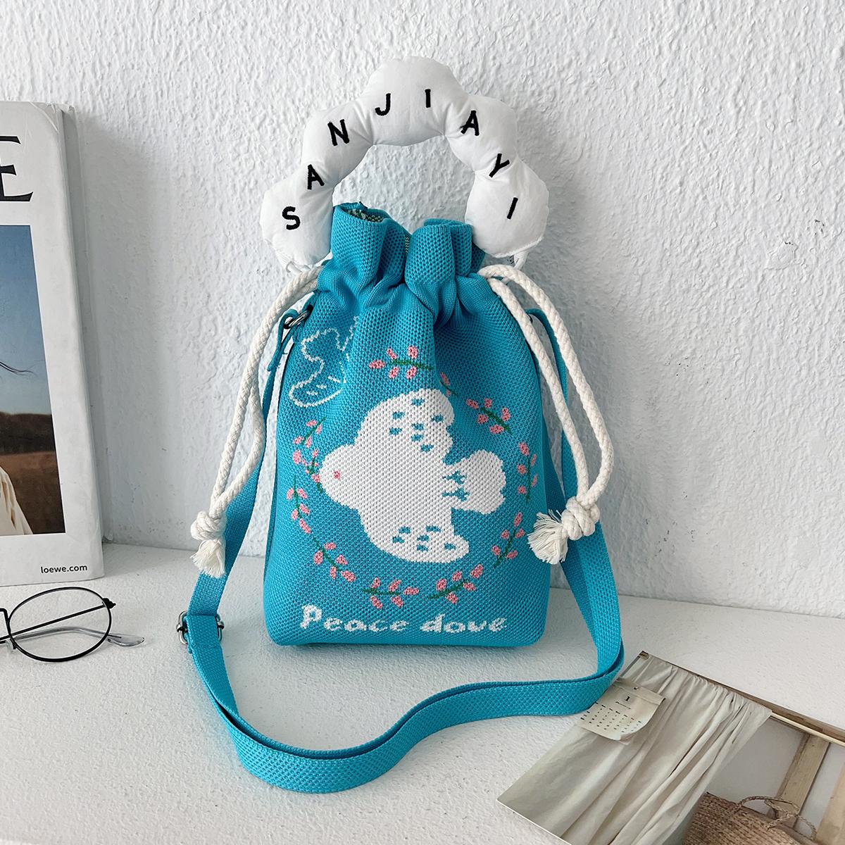 

Милая маленькая сумка-амулет, нишевый универсальный дизайн, вязаная сумка-мессенджер, студенческая портативная сумка для ланч-бокса