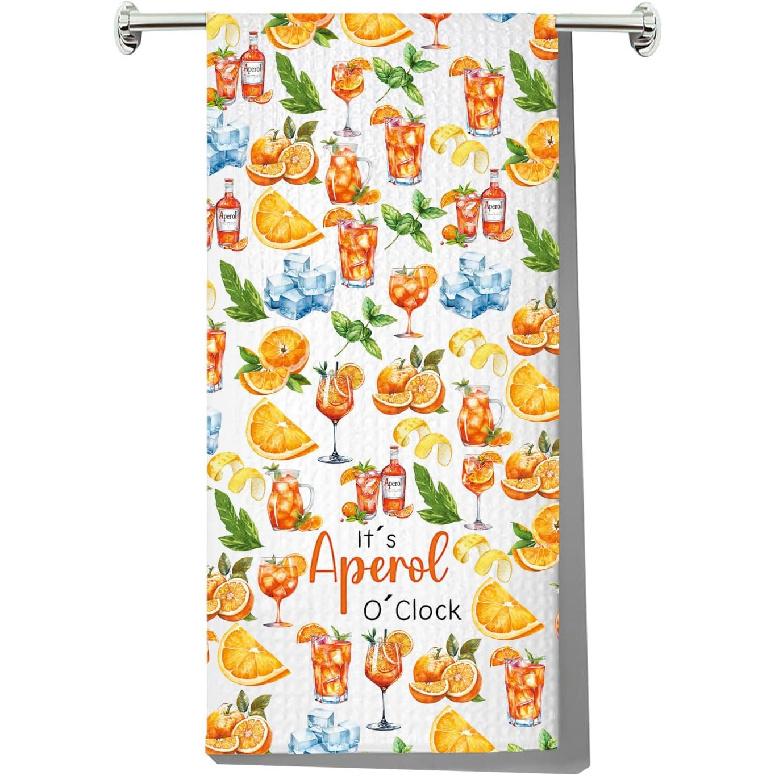 JNIAP Aperol Spritz Kitchen Towel Aperol Spritz Themed Gift Aperol Spritz Dish Towel Italian Aperol Spritz Lover Gifts Aperol Spritz Hand Towels