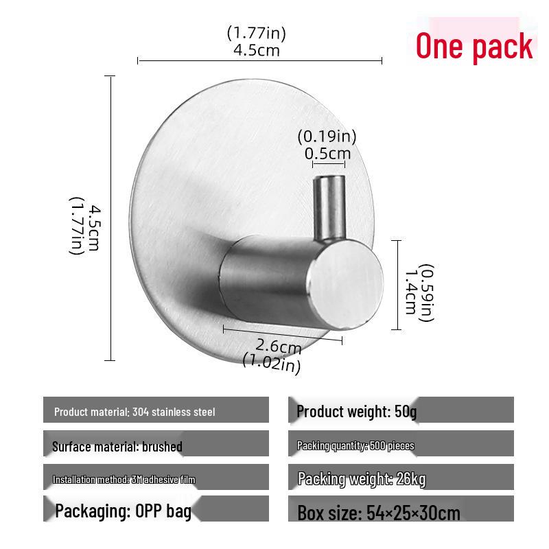 Stainless Steel No-Drill Adhesive Hook for Bathroom/Kitchen – Black