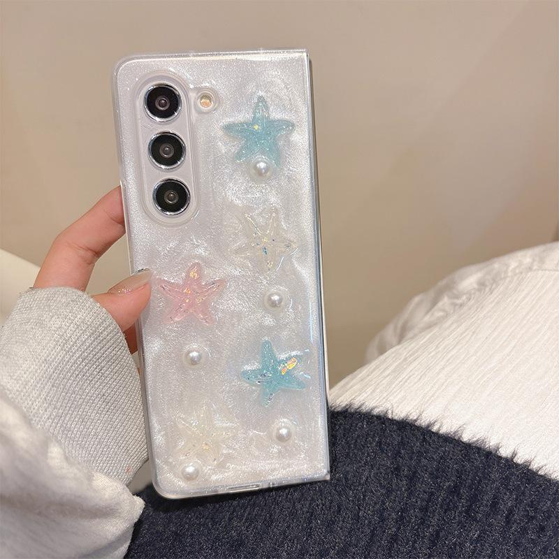 For Samsung Zflip6 Phone Case Bow Pearl Flip Folding Screen Ins Style Women's New Fold5 Rhinestone
