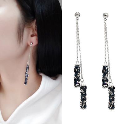 Stil Luxus Strassbesetzt Quaste Rechteck Anhänger Damen Ohrstecker Schmuck Schmuckgeschenk