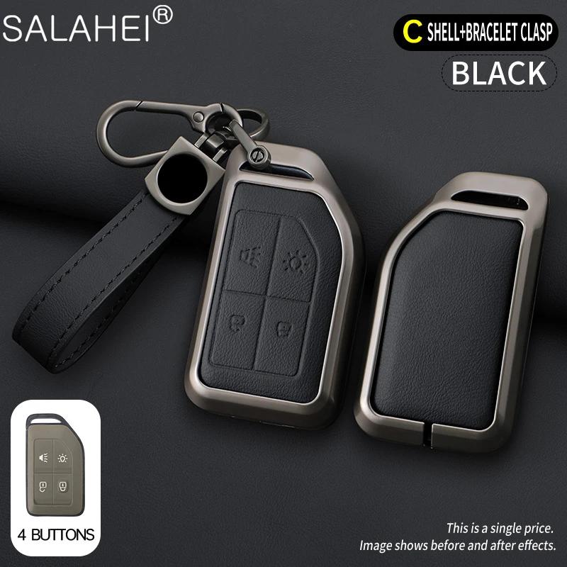 

Car Smart Remote Key Case Cover Keychains Holder For Volvo Fh16 Cargo 555 Fm Heavy Truck Fob Zinc Alloy Leather Protection Shell