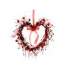 38cm Realistic Heart-shaped Floral Wreath, Valentine's Day Ribbon Pendant, Wedding Wreath Decoration.
