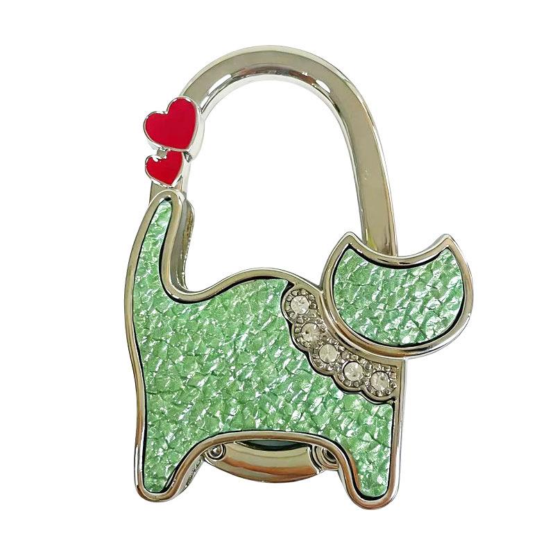 Two-heart Cat Bag Hook: Customizable Logo, Inner-Folding Table Edge Hook for Ladies