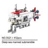 412PCS Manned Deep-sea Submersible Detector Building World War II Military Ship Battle Ship Small Particle Bricks Toys For Boy