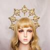 Womens Mary Halos Crowns Headband Spiked Gold Tiara Hair Accessories Goddess Headpiece Headdress for Cosplay