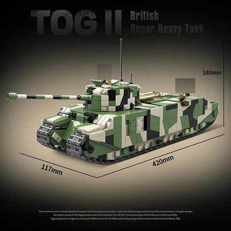 2288pcs Military Assembly Building Blocks MOC British Army TOG II Heavy Armor Dog Tank Model Educational Toy Gift for Boys