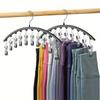 1 Stainless Steel Clothes Rack with 10 Clips for Drying Bottoms, Socks, Scarves and Belts for Home Organization for Bathroom, Bedroom, Wardrobe