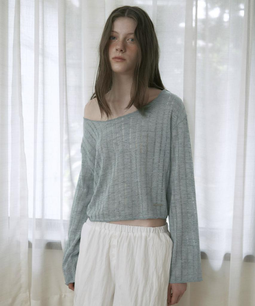 Mosyupamosyu Loose Fit Vintage Knit [Light Blue]