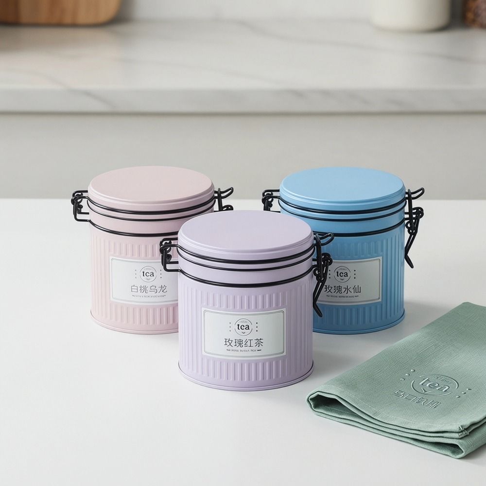 Tinplate Tea Tin Can Round Candy Jar Multi-functional Tea Packaging Box  Coffee