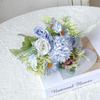 Artificial Small Fresh Silk Rose and Hydrangea Bridal Bouquet for Wedding and Decoration