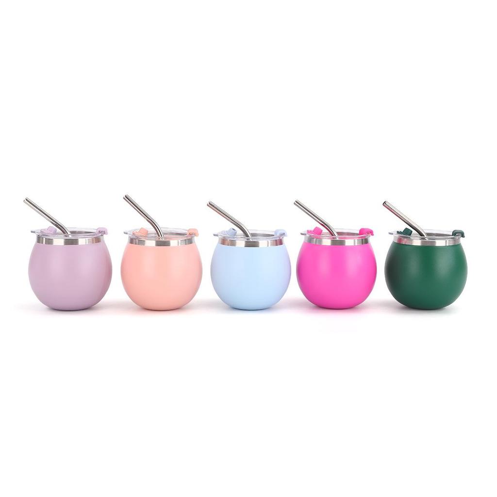 180ml Mini Egg Cup with Straw - Compact 304 Stainless Steel Thermos Cup for Maté