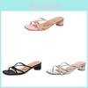 Low Heel Square Toe Slides With Pu Material For Summer Casual Wear