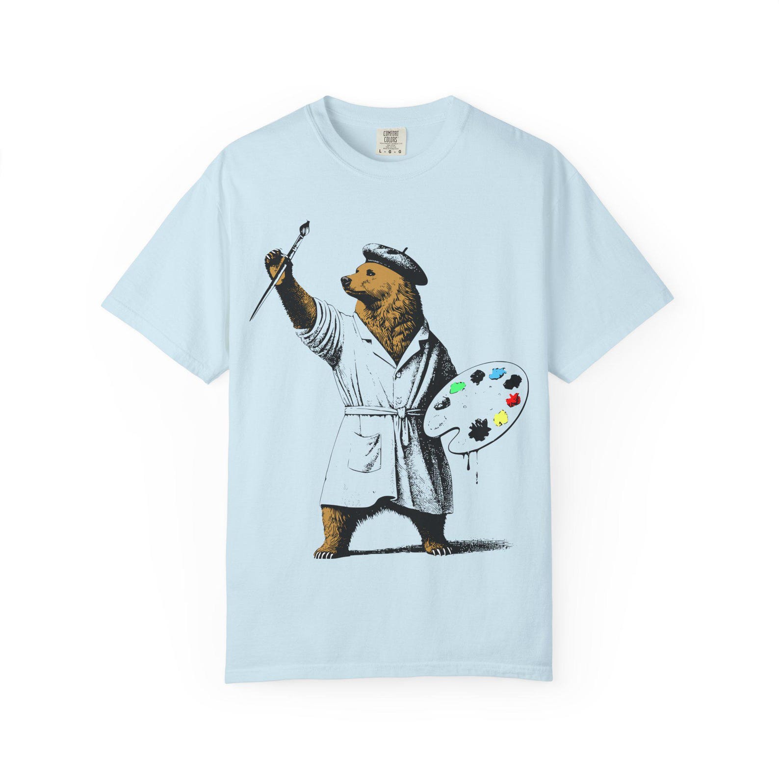 Artistic Bear Color Pop T-Shirt: Vintage Style Animal Painter Gift 3XL