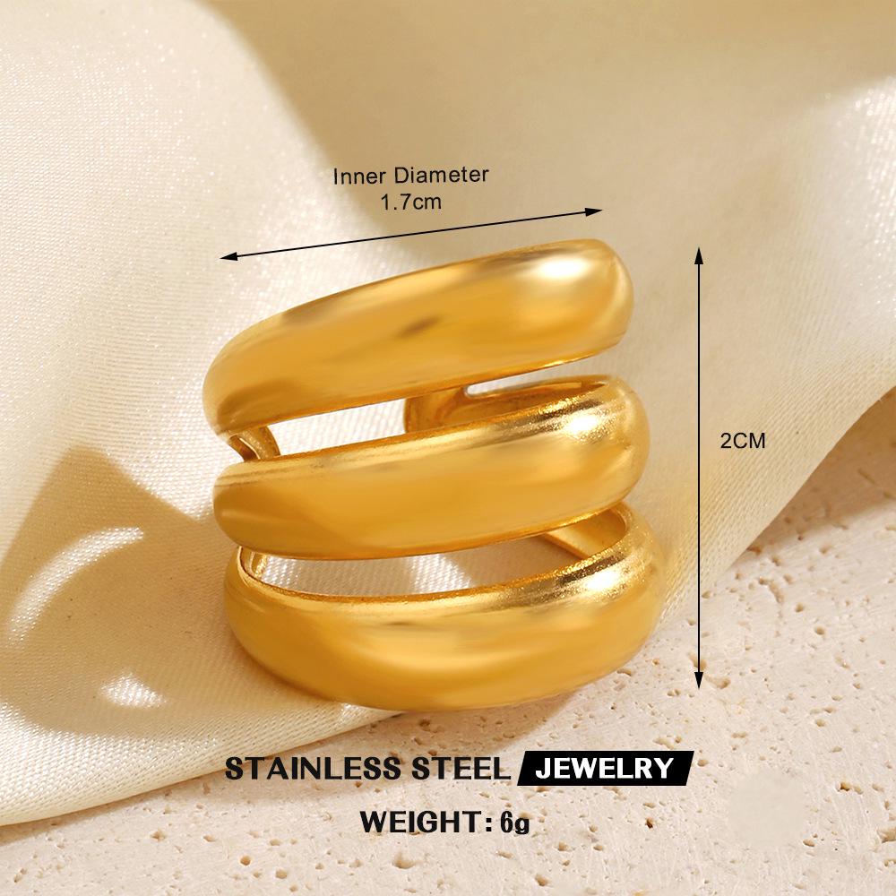 Stainless Steel Heart-Shaped Open Ring for Women - European & American Hip-Hop Style