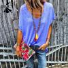 Women's Fashion Casual Summer Spring Solid Color Print Short Sleeve V-Neck Blouses & Shirts