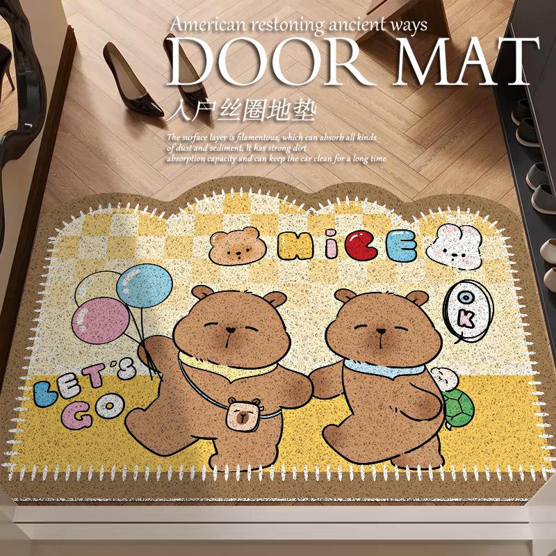 Cartoon Sausage Dog Entrance Door Floor Mat, The Entrance Can Be Cut, Dirt-Resistant Foot Mat, Household Door Anti-Skid Silk Ring Floor Mat