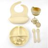 Silicone Baby Feeding 8-piece Food Supplement Bowl with Suction Cup, Dinner Plate, Bib, Fork Spoon, Snack Cup