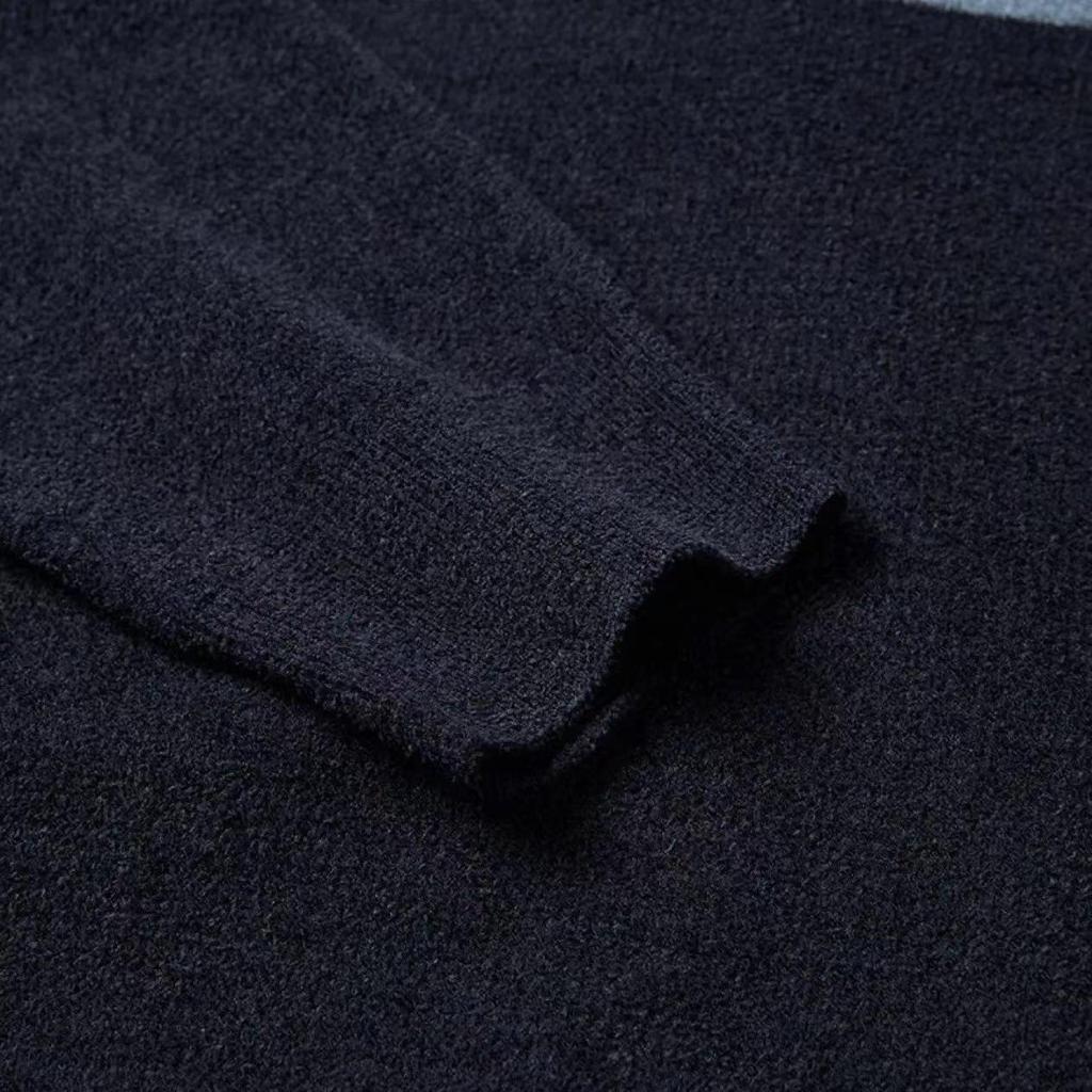 Men's Autumn Color Block Knit Pullover Sweater - Long Sleeve, Soft, Comfortable, Skin-Friendly