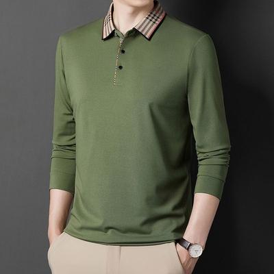 Pánské s dlouhým rukávem středního věku jaro podzim nové klopové tričko polo top