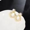Korean-Style S925 Sterling Silver Rhombus Pearl Dangle Earrings for Women