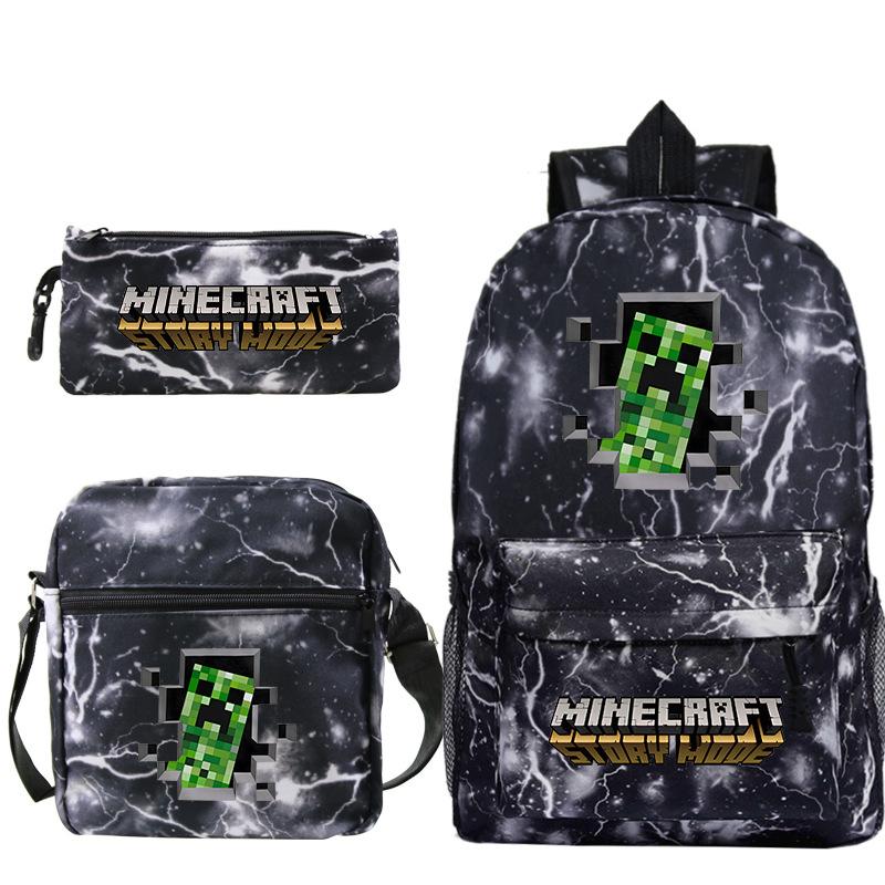 Game Merchandise Print Fashion Children'S Backpack Student Schoolbag Stationery Bag Messenger Bag Three-Piece Set