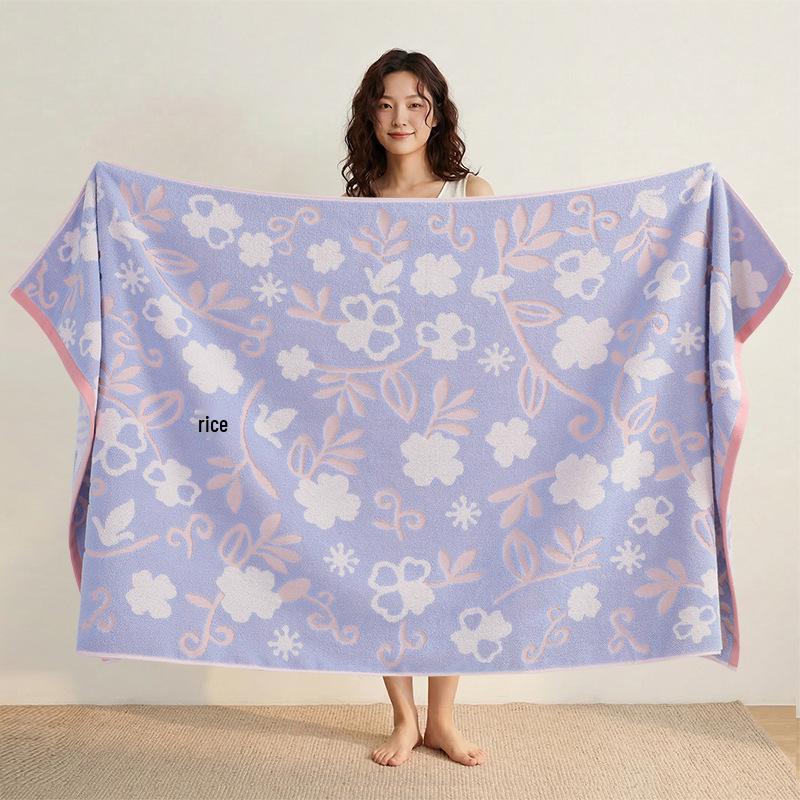 Luxury Yarn-Dyed Jacquard Cotton Bath Towel - Soft, Absorbent, Thick, and Large