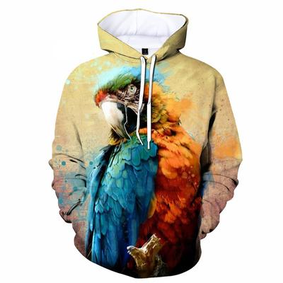 3D Baskı Sevimli Kuş Papağan Kapüşonlu Erkekler İçin Komik Hayvan Desenli Sweatshirt Günlük Harajuku Uzun Kollu Bol Kazak Kapüşonlu Üstler