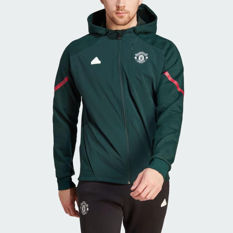 adidas Manchester United Designed For Gameday Full-Zip Hoodie Green Night Men Streetwear IK8786