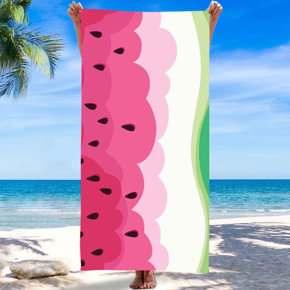 Pink Peach Pattern Beach Towel Polyester Quick Dry Sand Free Bath Towel Fruit Print Blanket for Summer Seaside Vacation Travel