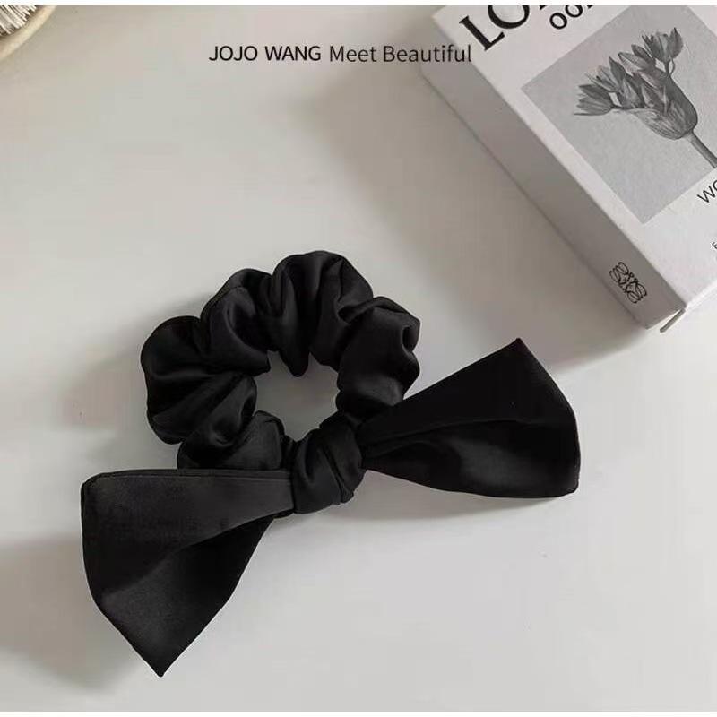 Black Bow Headgear Satin Large Intestine Hair Band French Headband Hair Band Low Ponytail Tie Hair Headband Hair Accessories Female Summer