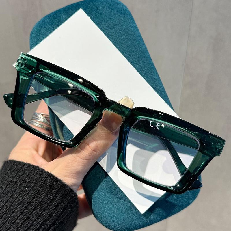 Retro Classic Square Frame Reading Glasses Women Men Vintage Oversize Anti Blue Light Presbyopia Eyeglasses 7colors Eyewear+4.0