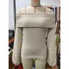 VEZFAA Maglioni monospalla a maniche lunghe con stampa tinta unita, casual, autunno inverno, da donna
