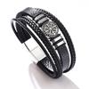 Vintage Punk Men Bracelet Multi-layer Braided Leather Scripture Compass Bangle