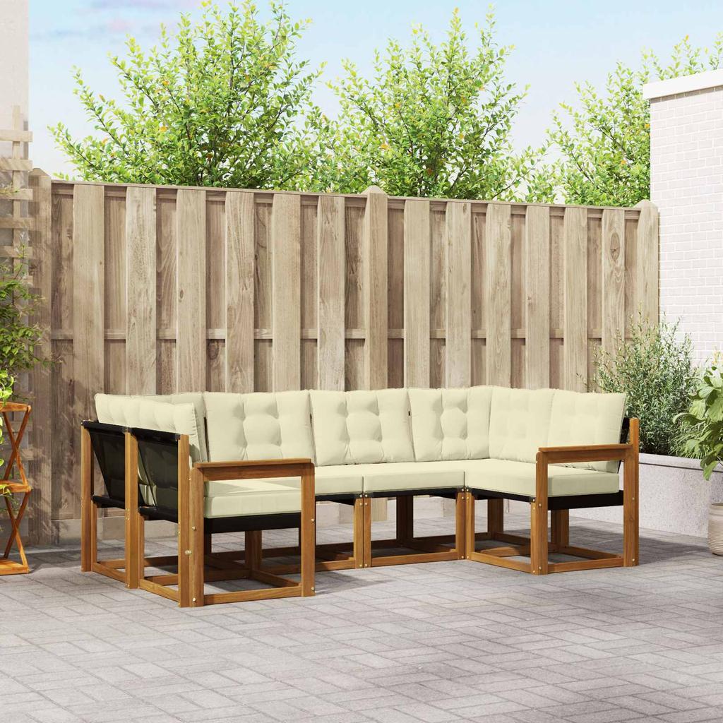 Outdoor Sofa Set with Cushions 6 pcs Natural and Cream
