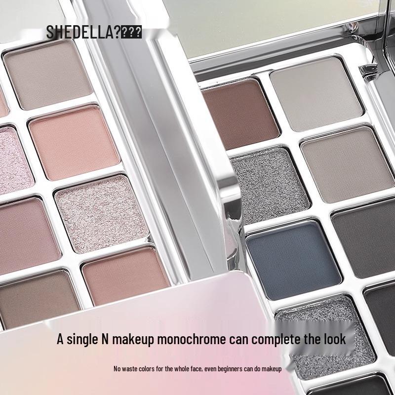 Shedella Dreamy 10-Color Eyeshadow Palette: Blue, Black Glitter, Green Ripple Shades