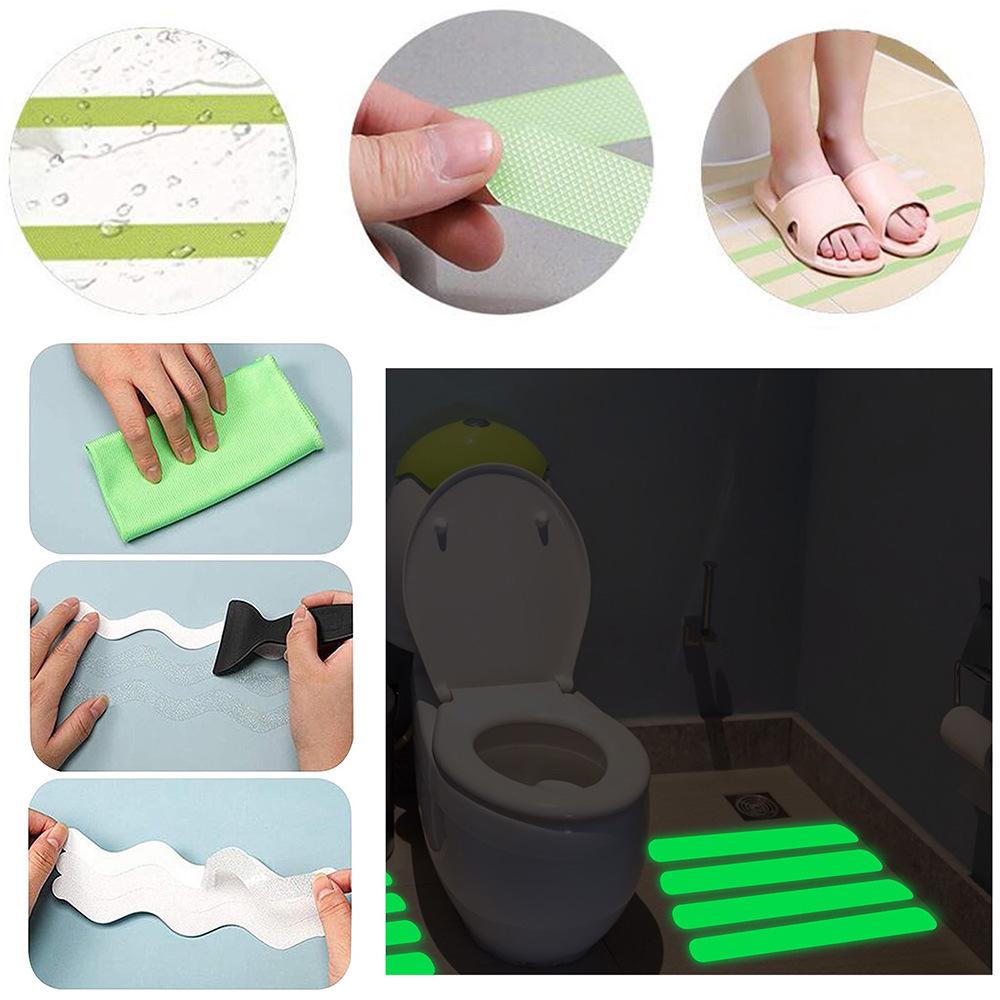 New 12pcs Noctilucent Non-Slip Shower Strip Paste Transparent Bathtub Mat Step Anti-Fall High-Strength Sticky Safety Tape Pad
