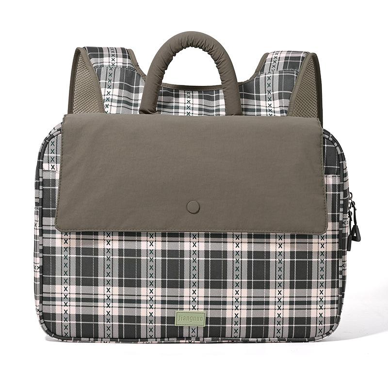Borsa a tracolla a righe fresca e cool con chiusura per studenti - Borsa a sacco portatile per l'uso del computer