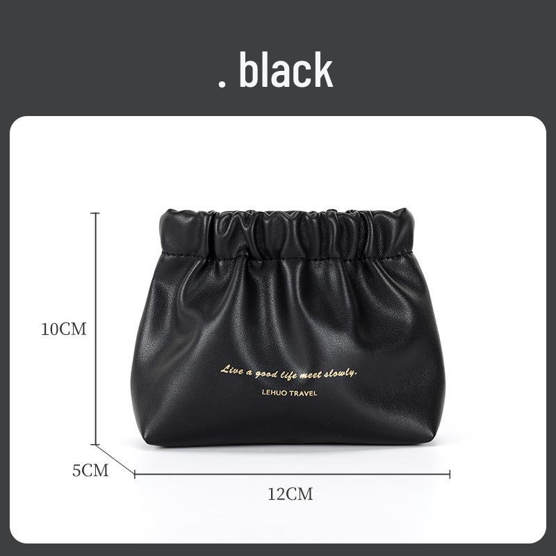 

Leather Snap Closure Coin Purse & Makeup Bag with Inner Pockets