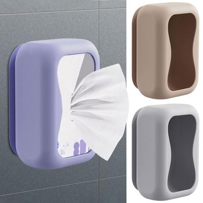 Silikon Mendil Kutusu Tutucu Vantuzlu Mendil Kutusu Kapağı Duvara Monte Peçete Saklama Kutusu Mutfak Banyo İçin Mendil Çekmecesi