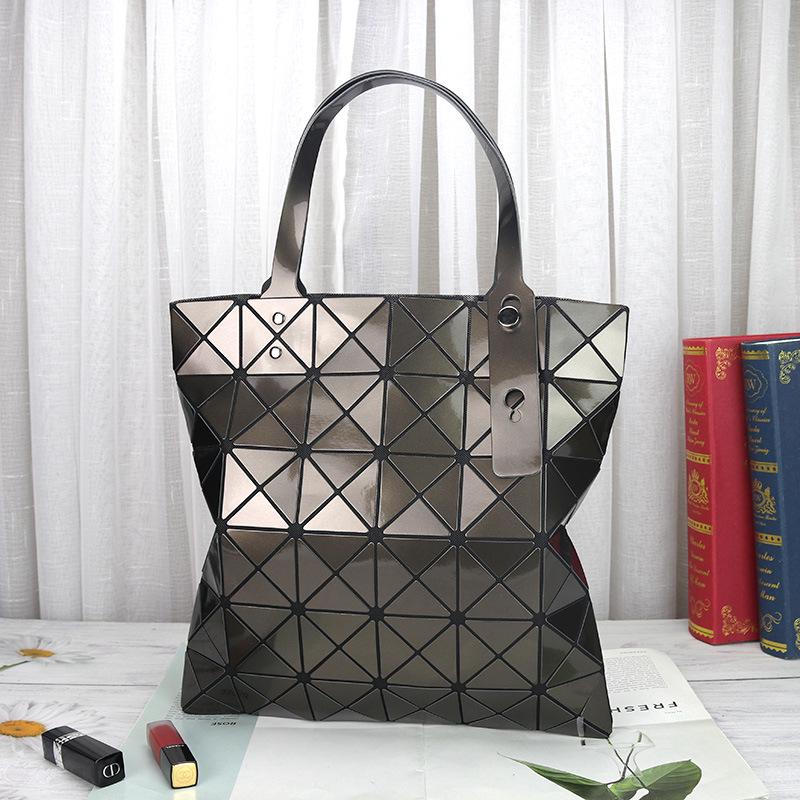 Borsa a mano rombo geometrico lucida: Borsa a tracolla pieghevole alla moda a 6 scomparti per donna.