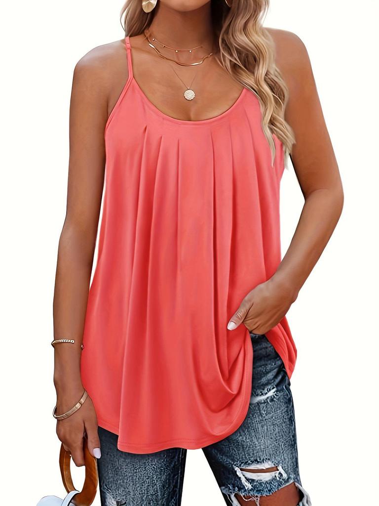 Damen Plissiertes Sommer-Tanktop mit Spaghettiträgern 2025