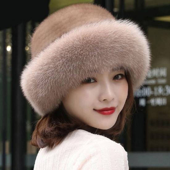 Women Hat Solid Color Fluffy Thickened Ear Protection Dome Winter Coldproof Elegant Russian Hat Faux Fur Headband Streetwear