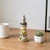 Yousheng Rustic Wood Lighthouse Figurine, Nautical Lighthouse Ocean Beach Sculpture, Handcrafted Coastal Tabletop Centerpiece for Mantel Bookshelf