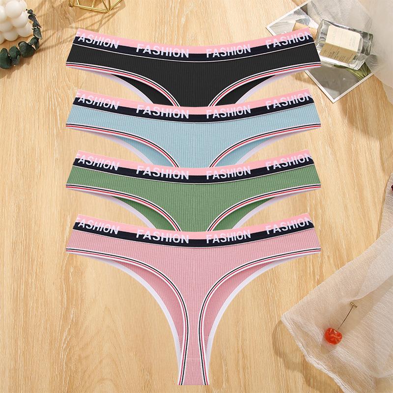 FINETOO 4 Stück/Set Damen Nahtlose Baumwollslips Intimates Sexy Slips Atmungsaktive Unterwäsche Weiblich Niedrige Taille Weiche Dessous S-XL