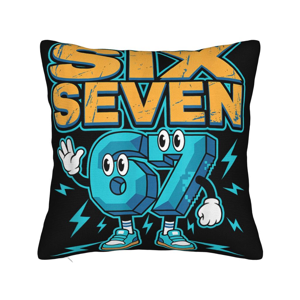 67 Sześć Siedem Zabawna Włoska Brainrot Gamingowa Memowa Poszewka na Poduszkę Miękka Poszewka na Poduszkę Urocza Zabawna Poszewka na Poduszkę do Salonu Kanapy