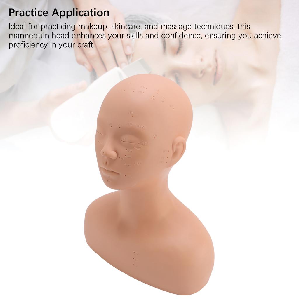 Massage Training Mannequin Head Realistic PVC Soft Half Body Massage Acupoint Practice Head Model for Salon